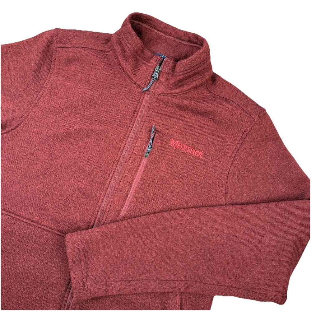 Marmot‎ Mountain Works Mens Drop Line Maroon Fleece Full Zip Jacket Sz M Outdoor